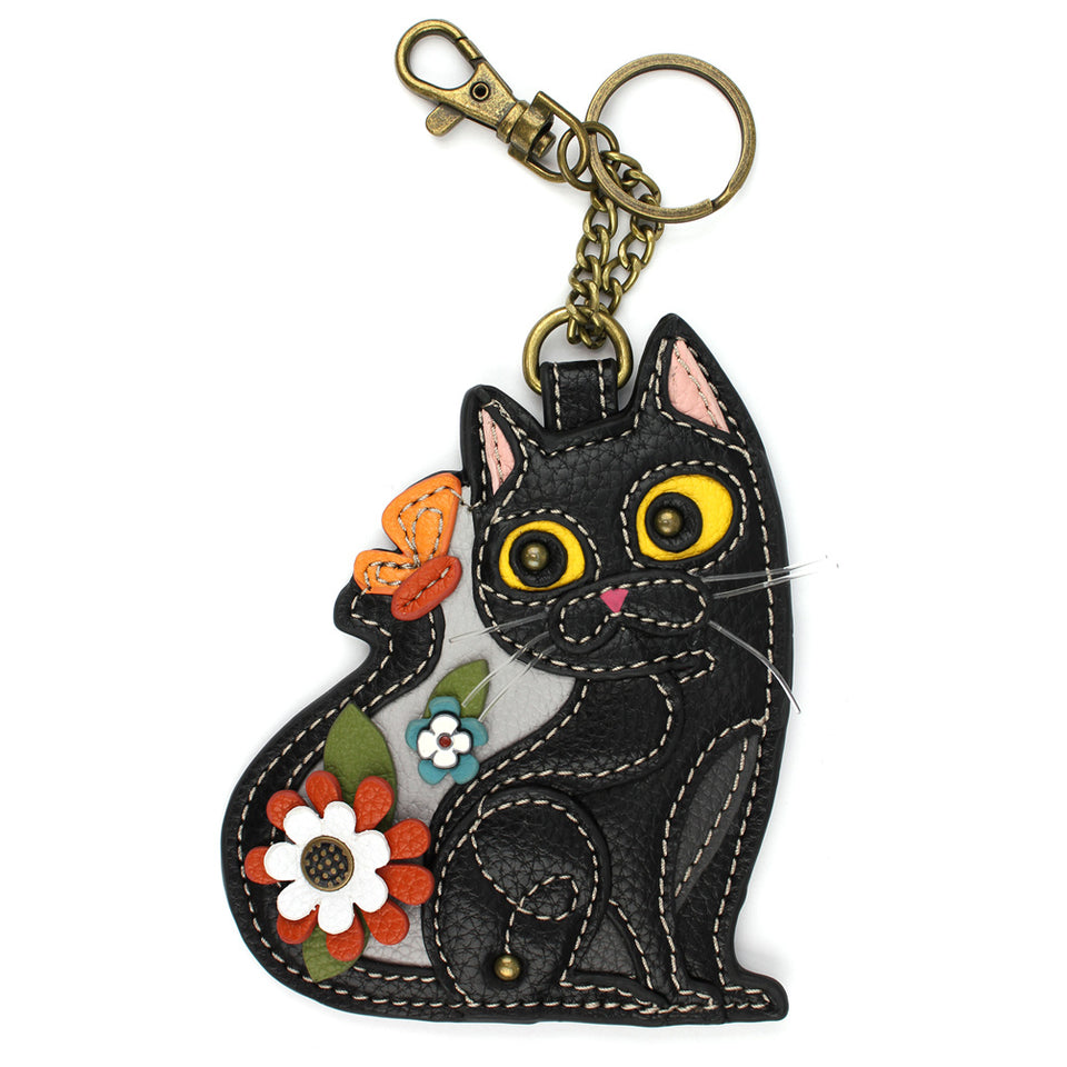 Black Cat Coin Purse and Key Chain by Chala