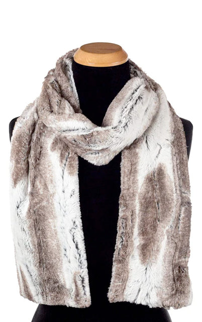 Birch with Cuddly Gray Luxury Faux Fur Scarf