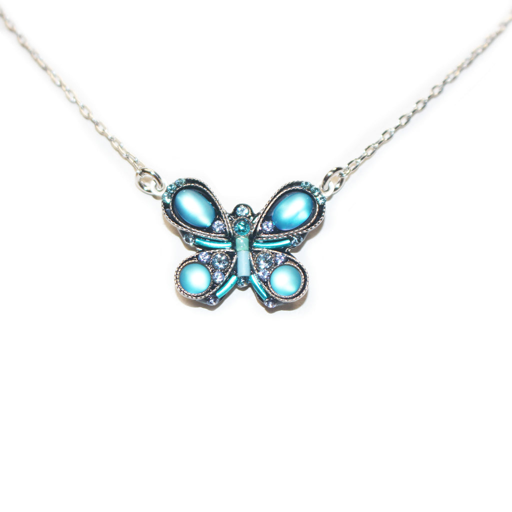 Light Blue Moonlight Butterfly Necklace by Firefly Jewelry