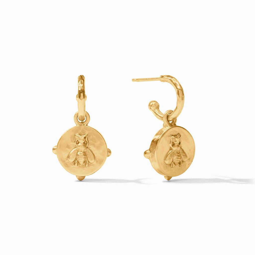Honeybee Hoop and Charm Earrings in Iridescent Melon by Julie Vos