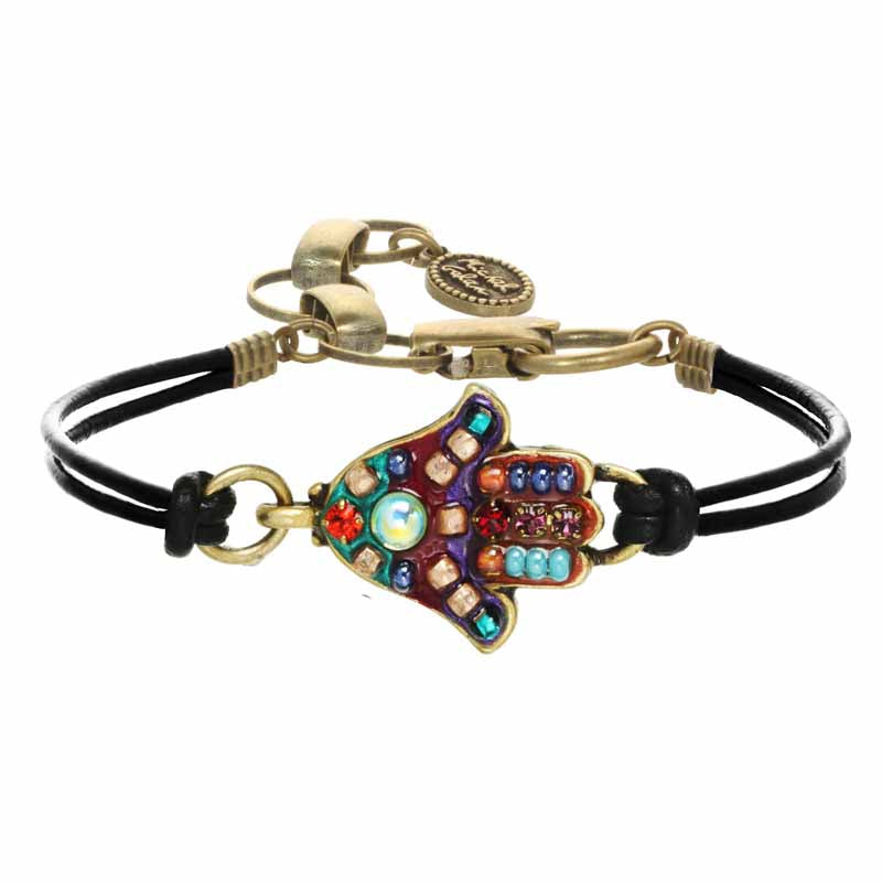 Multi Bright Small Hamsa Chord Leather Bracelet by Michal Golan