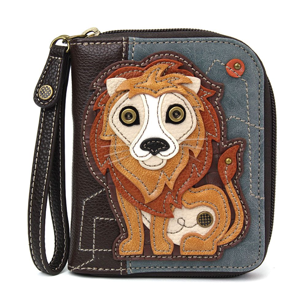 Lion Zip-Around Wallet in Indigo