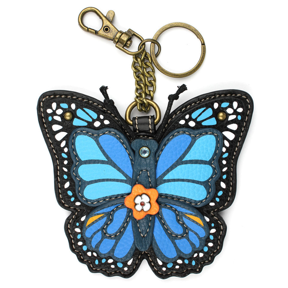 Blue Butterfly Coin Purse and Key Chain by Chala