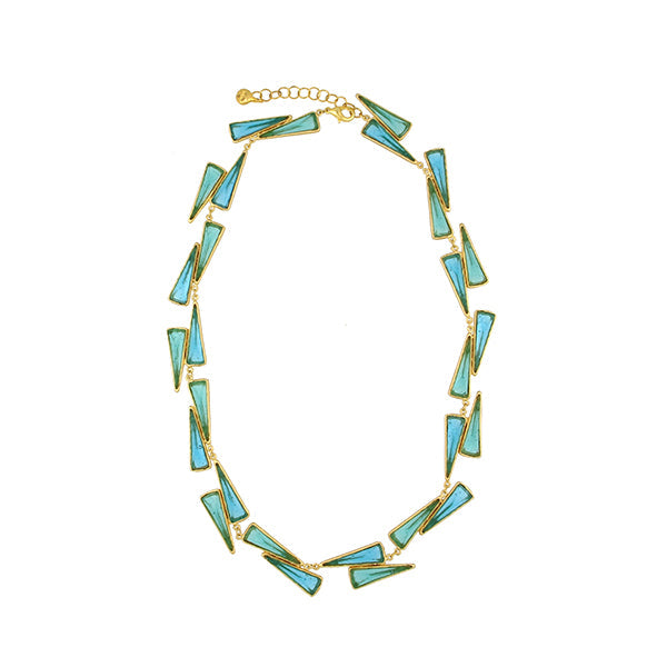 Teal and Turquoise Trinity 16 Inch Adjustable Statement Necklace by Michael Michaud