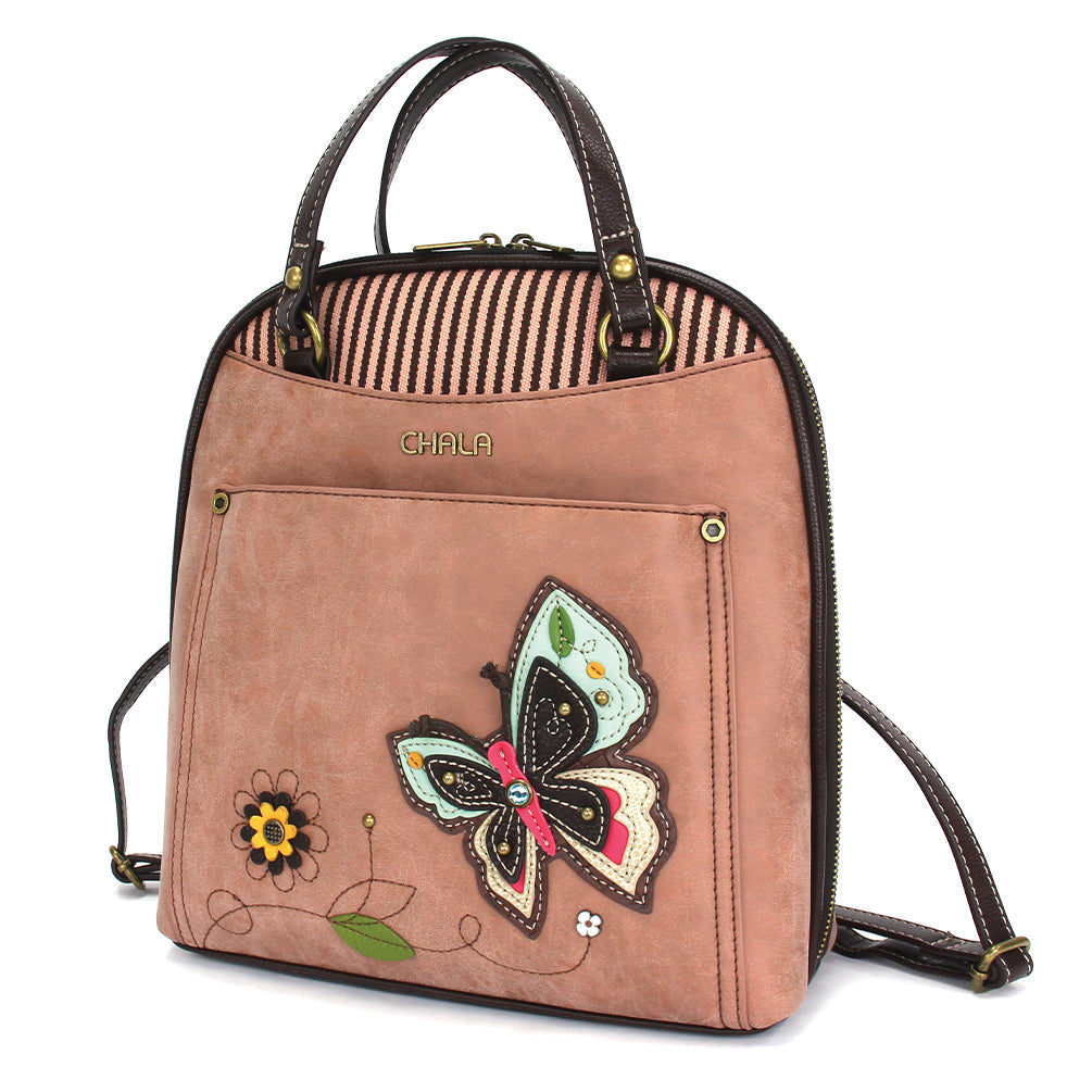 Butterfly Convertible Backpack Purse in Dusty Rose by Chala