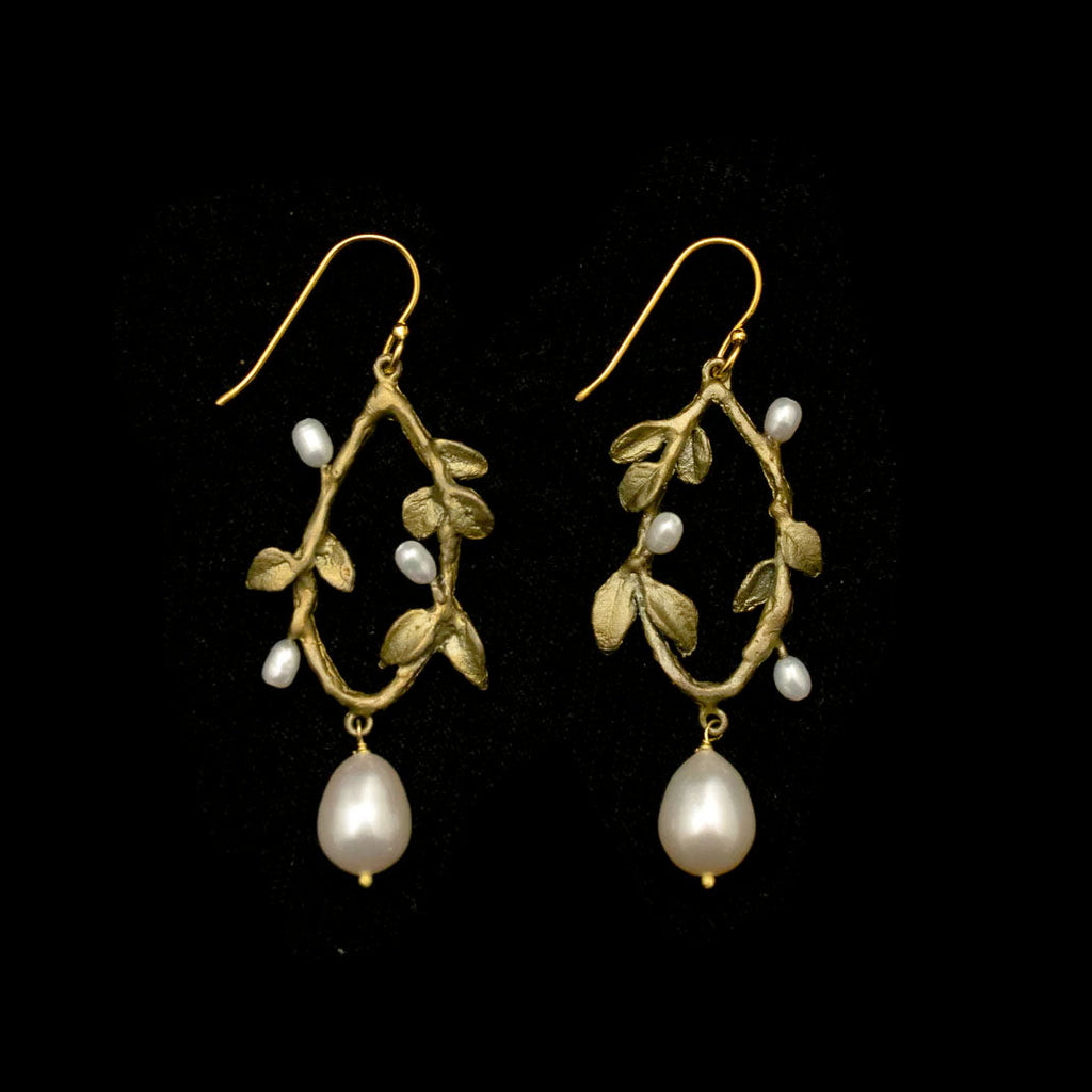 Victorian Vine Oval Wire Earrings by Michael Michaud