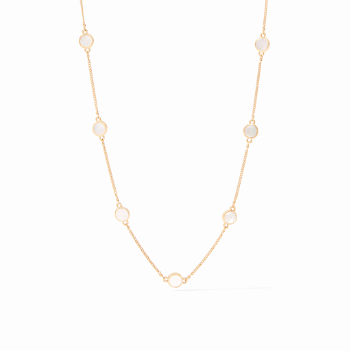 Valencia Delicate Station Necklace Gold Mother of Pearl by Julie Vos