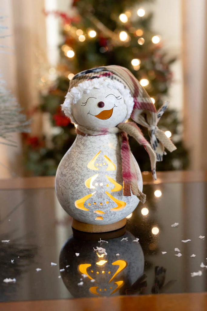 Easton Snowman Gourd and Blizzard Snowman Gourd - Available in Multiple Sizes Medium Lit Girl