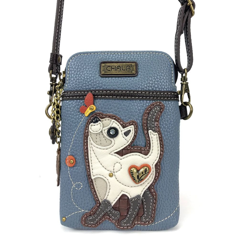 Slim Cat Cellphone Crossbody in Blue by Chala