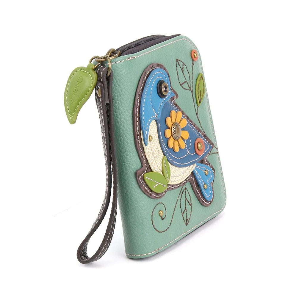 Blue Bird Zip-Around Wallet in Teal