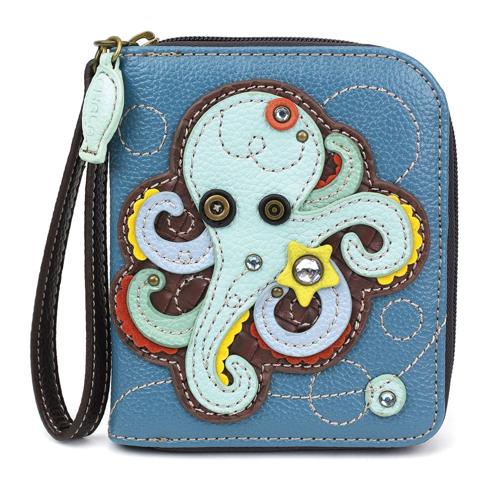 Octopus Zip-Around Wallet in Blue by Chala