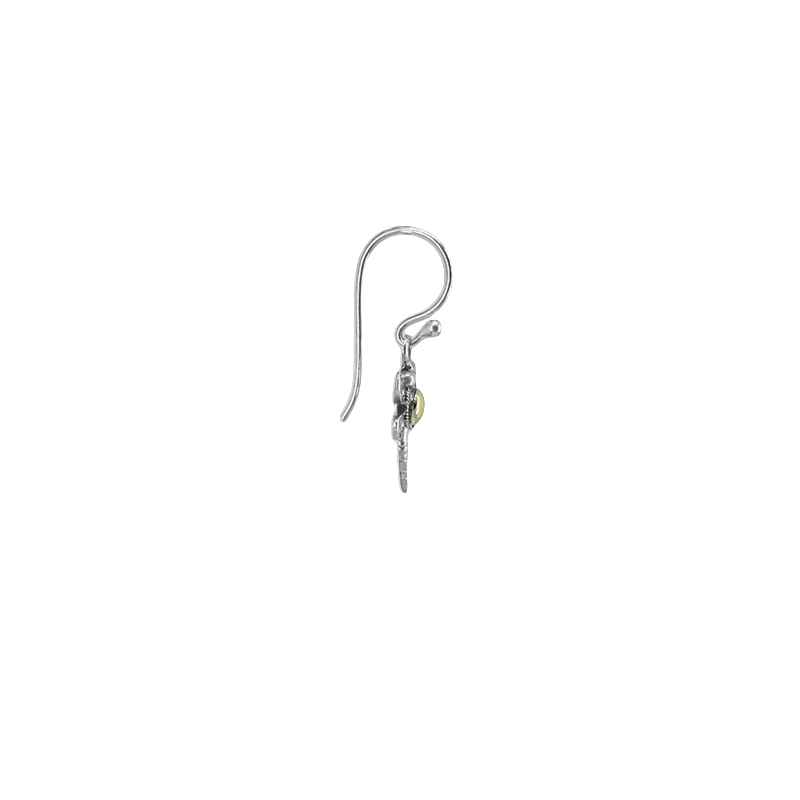 Sterling Silver Dragonfly Earrings with 18k Gold