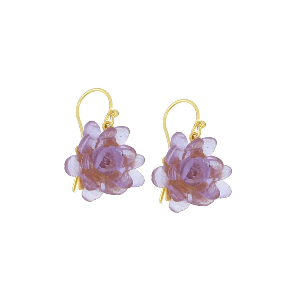 Water Lily Flower Iris Wire Earrings by Michael Michaud