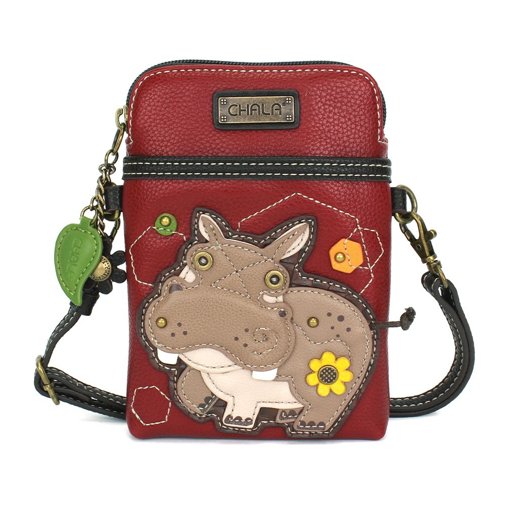 Hippo Cellphone Crossbody in Burgundy by Chala