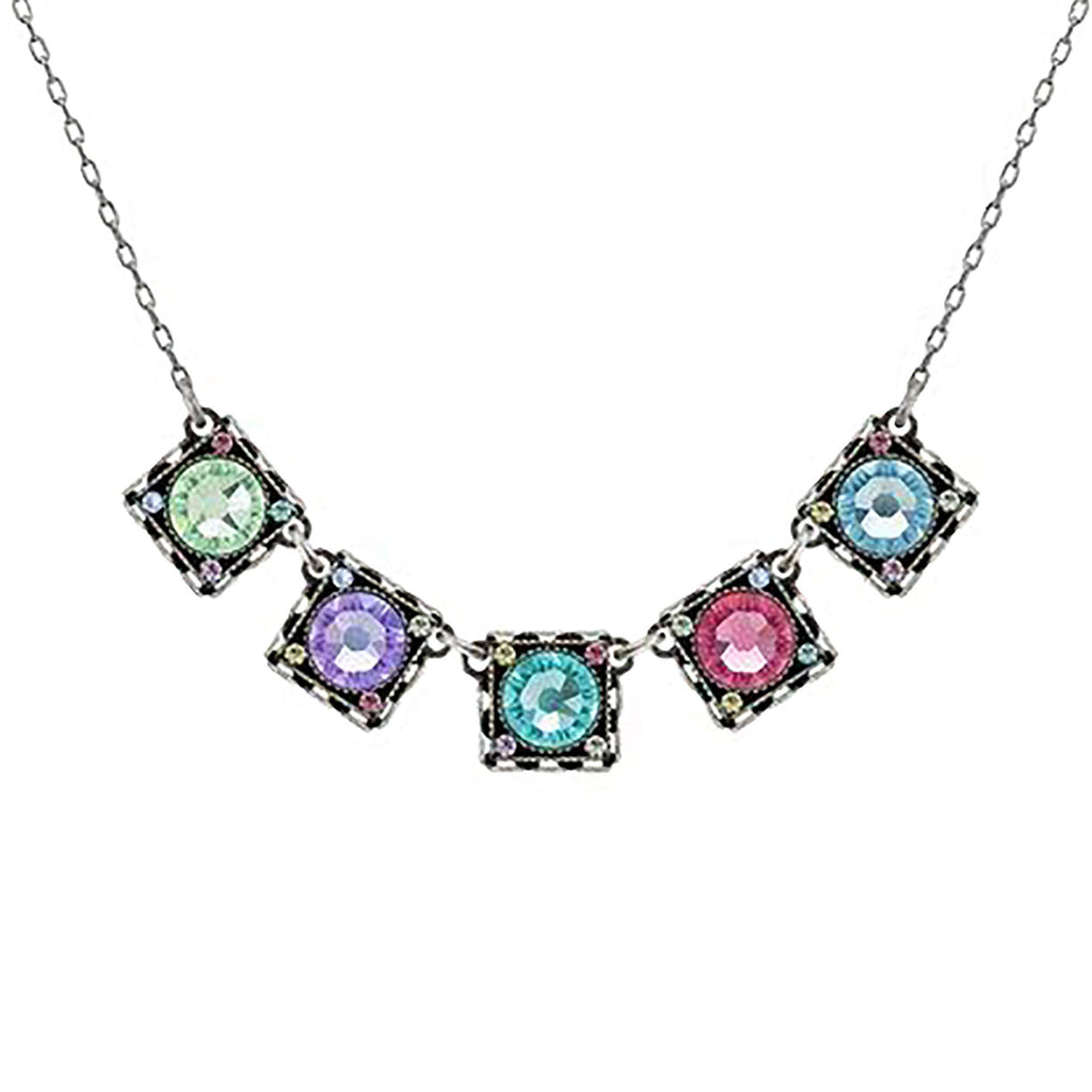 Soft Rainbow Med. Square Necklace by Firefly Jewelry