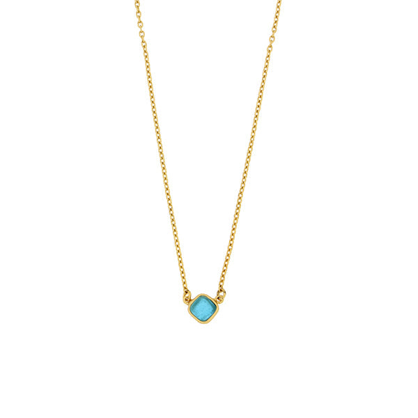 Bubble Diamond 16 Inch Adjustable Dainty Pendant Necklace - Turquoise by Michael Michaud
