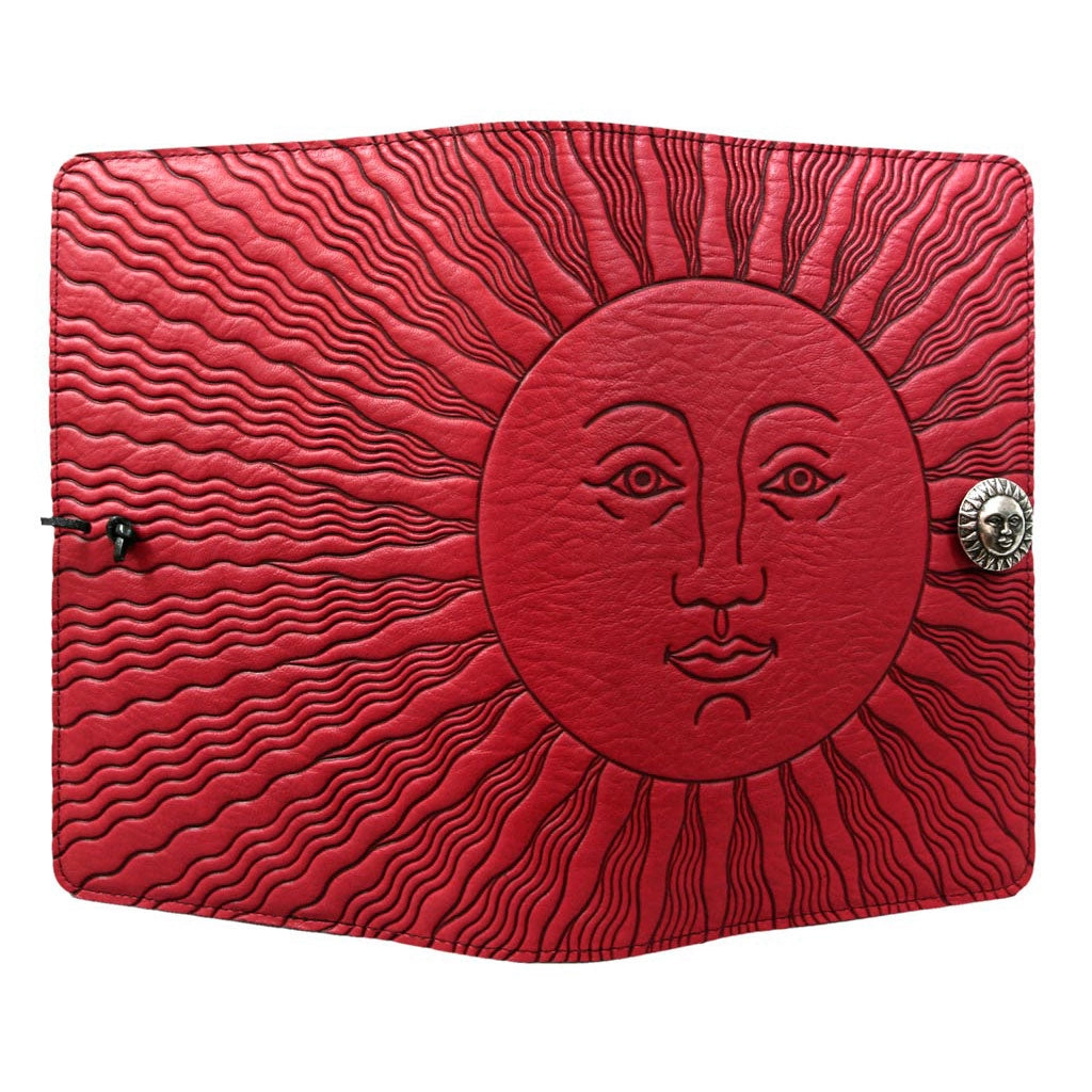 Large Leather Journal - Sun in Red