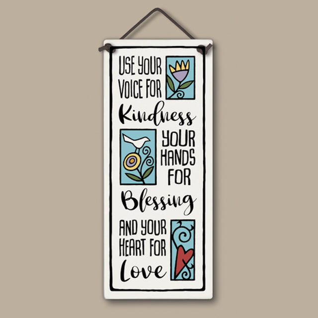 Kindness/Bessing/Love Large Tall Ceramic Tile