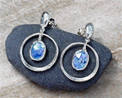 Circle Roman Glass Post Earrings