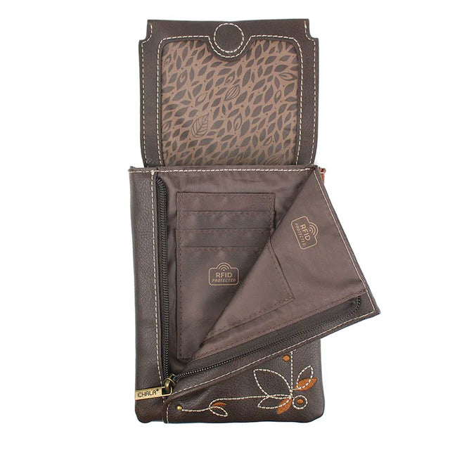 Sunflower Criss Cellphone RFID Crossbody in Brown