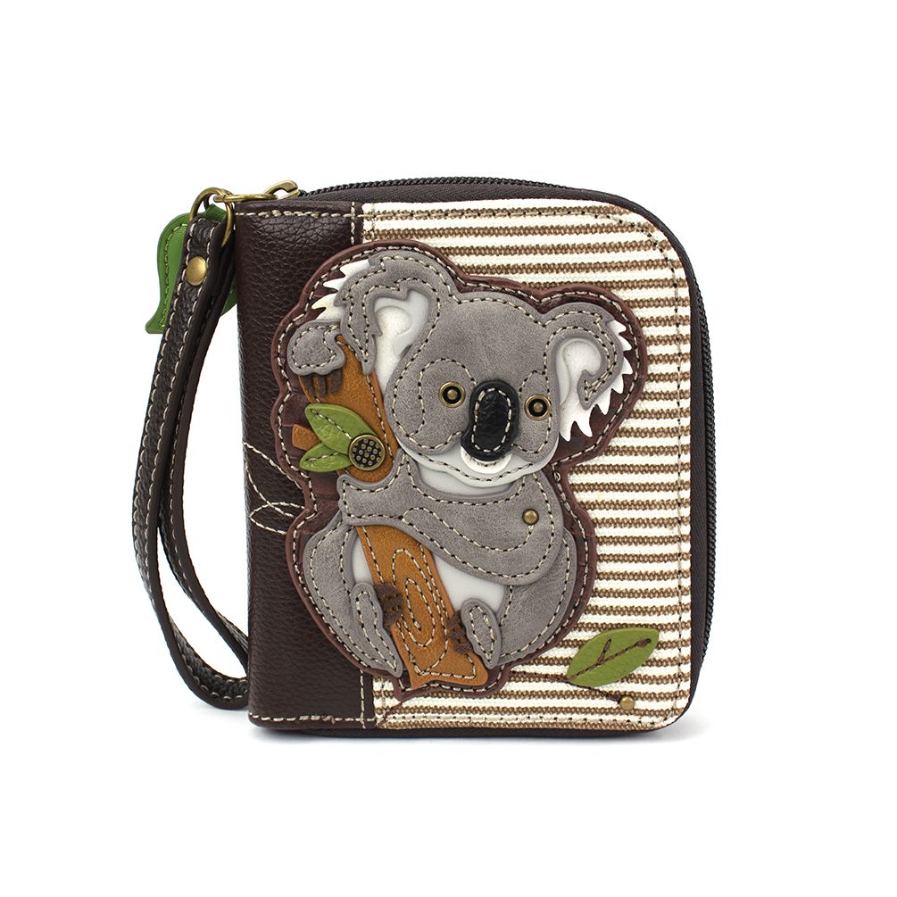 Koala Zip-Around Wallet in Brown Stripe by Chala