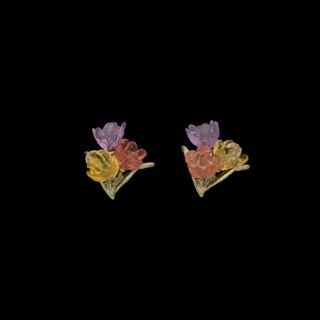 Pink, Purple, and Yellow Tulip Post Earrings by Michael Michaud