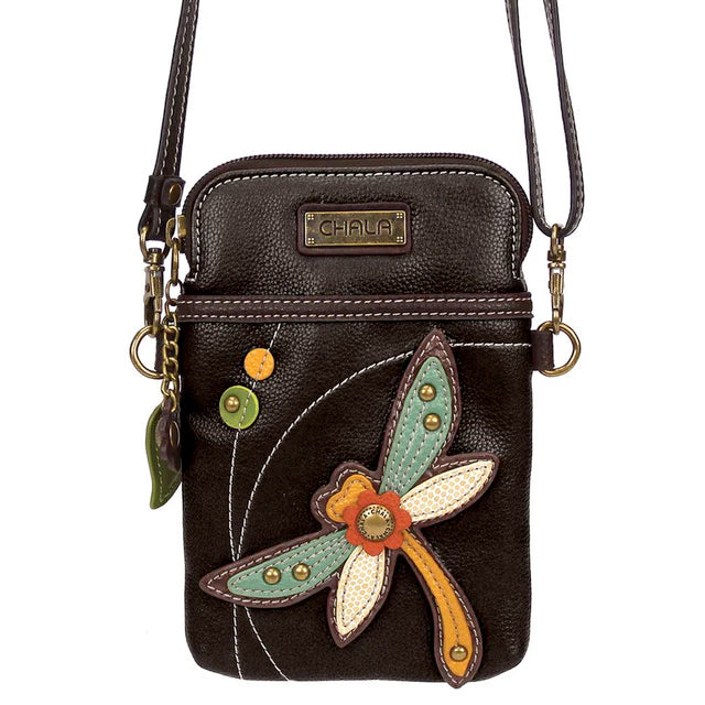 Dragonfly Cellphone Crossbody in Black