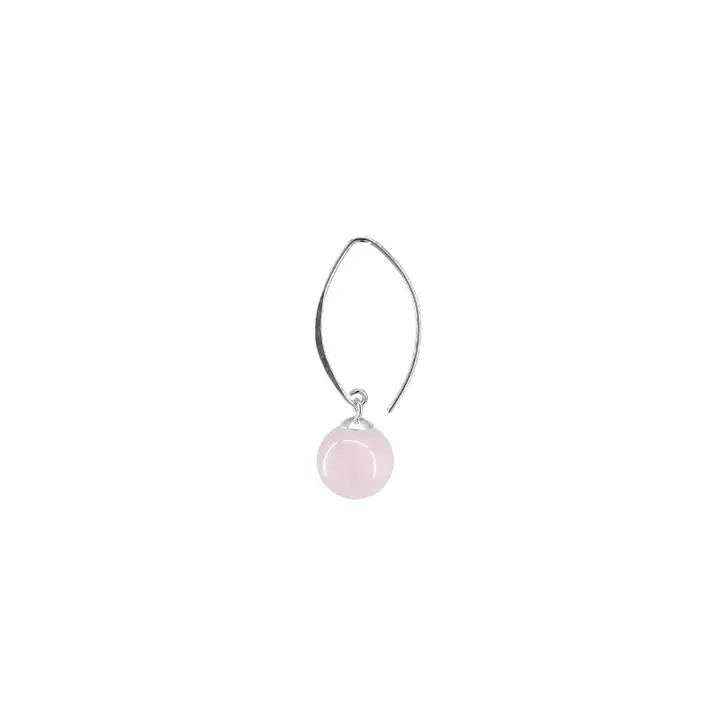 Sterling Silver Hoop Earrings with Rose Quartz Drop