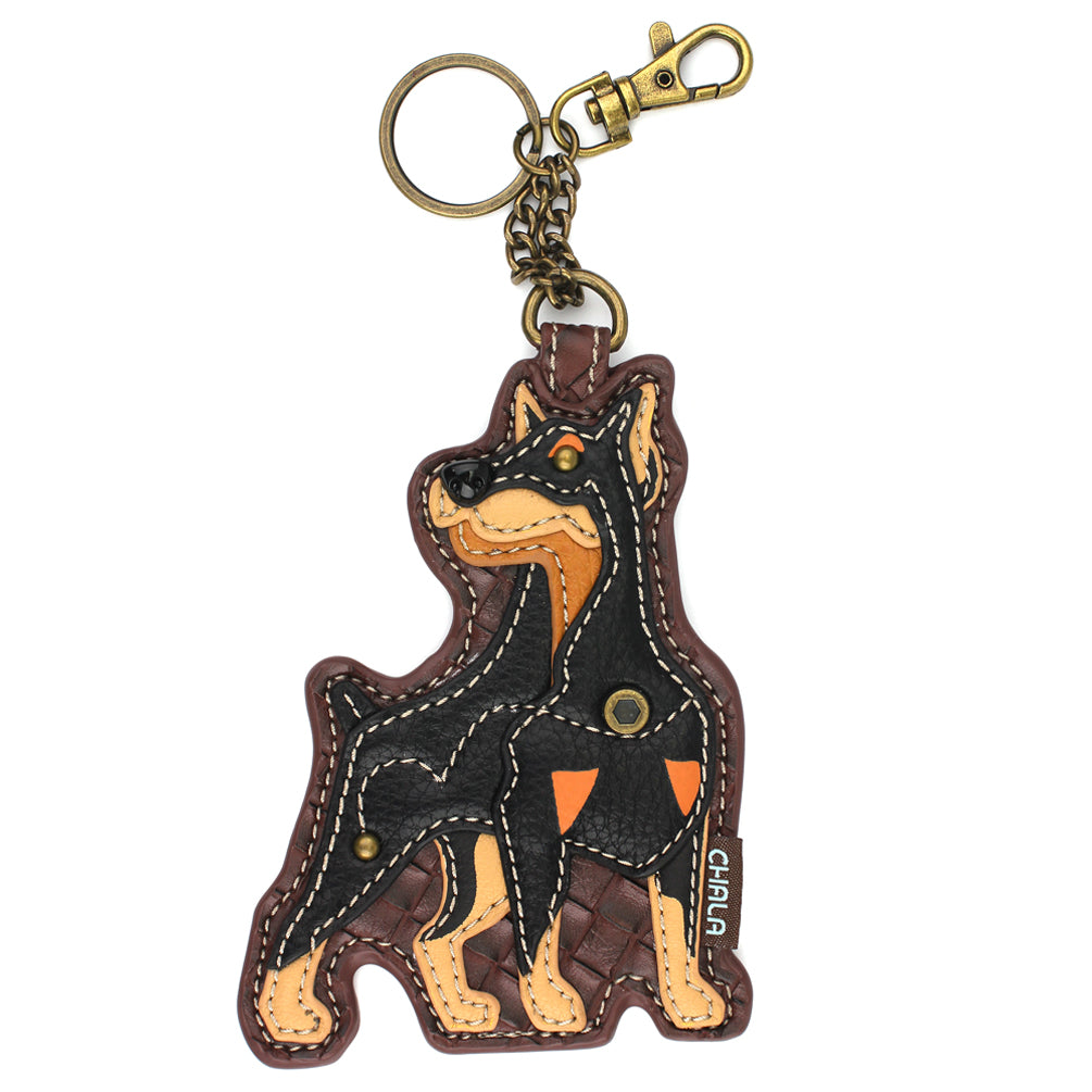Doberman Coin Purse and Key Chain by Chala