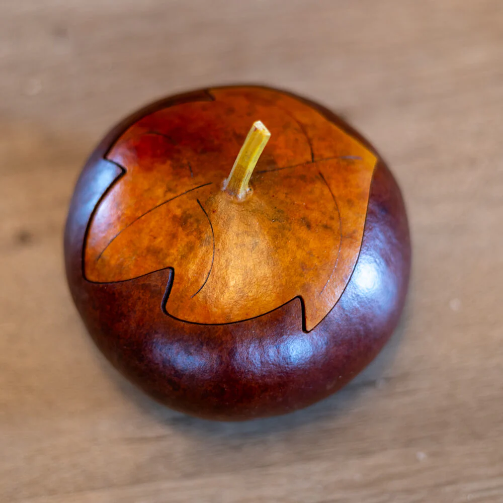 Rustic Leaf Keepsake Gourd Box