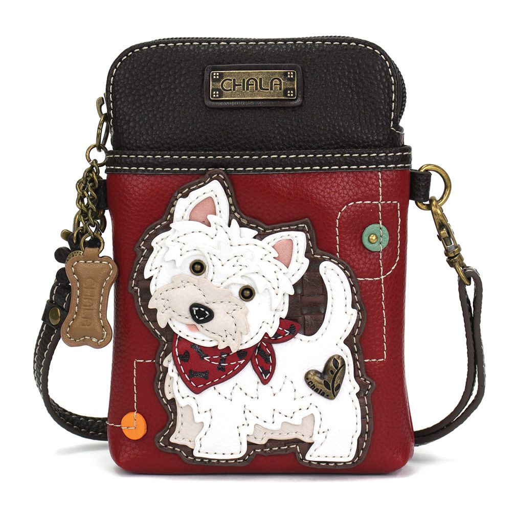 Westie Cellphone Crossbody in Burgundy by Chala