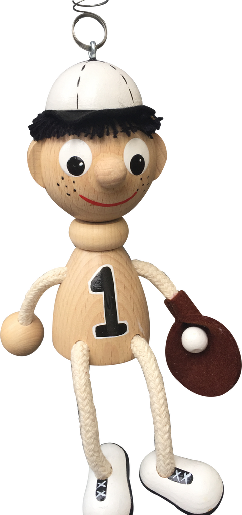 Baseball Player with Glove Handcrafted Wooden Jumpie