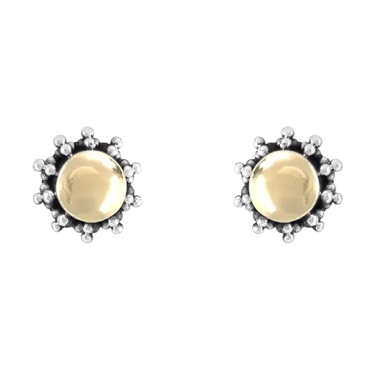 Sterling Silver and 22K Gold Sun Post Earrings
