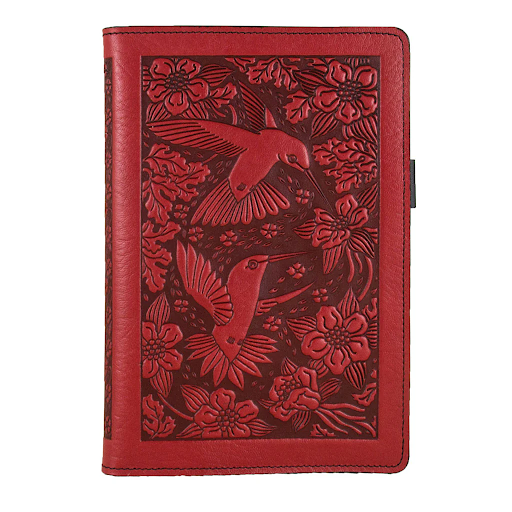Mini Leather Portfolio - Hummingbird in Red