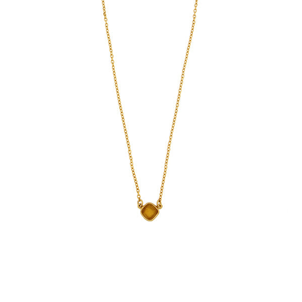 Bubble Diamond 16 Inch Adjustable Dainty Pendant Necklace - Amber by Michael Michaud