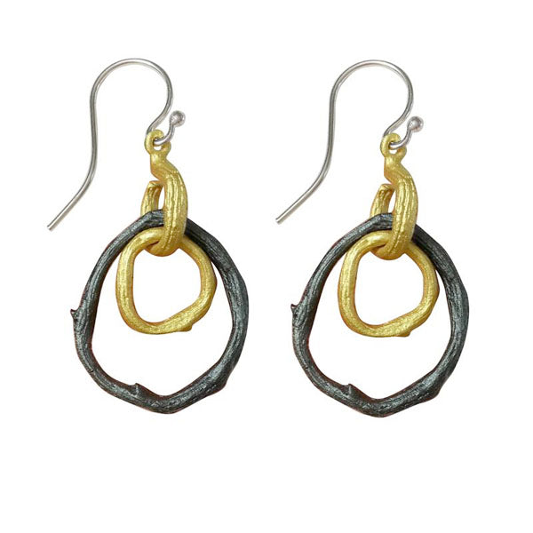 Petite Driftwood 2 Link Hoop Wire Earrings by Michael Michaud