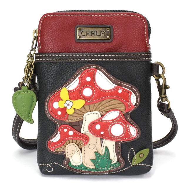 Mushrooms Cellphone Crossbody in Black