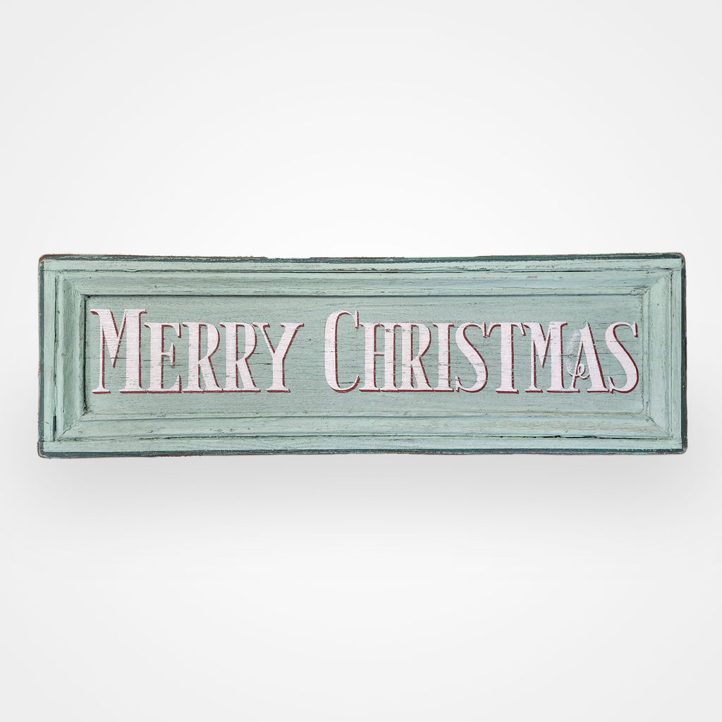 Merry Christmas (Green Panel) Americana Art