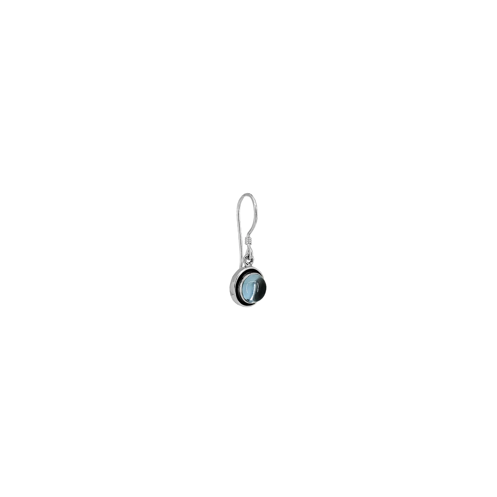 Sterling Silver Round Dangle Earrings with Blue Topaz