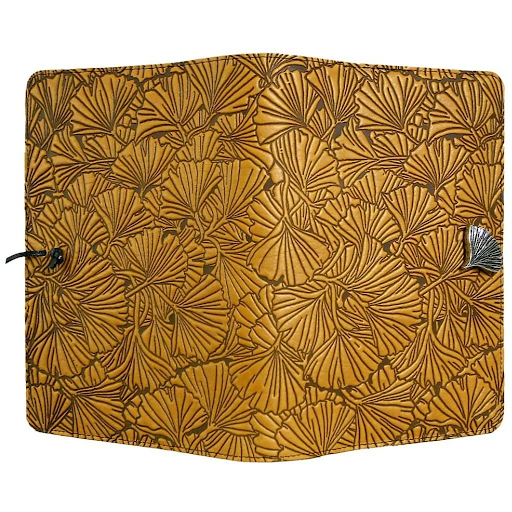 Large Leather Journal - Ginkgo in Marigold