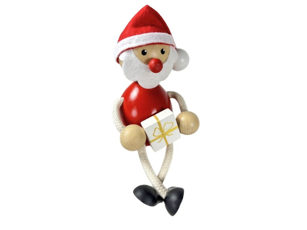 Santa with Gift Handcrafted Wooden Figure