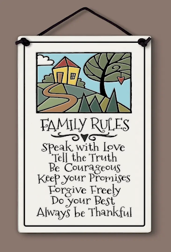 Family Rules Large Rectangle Ceramic Tile