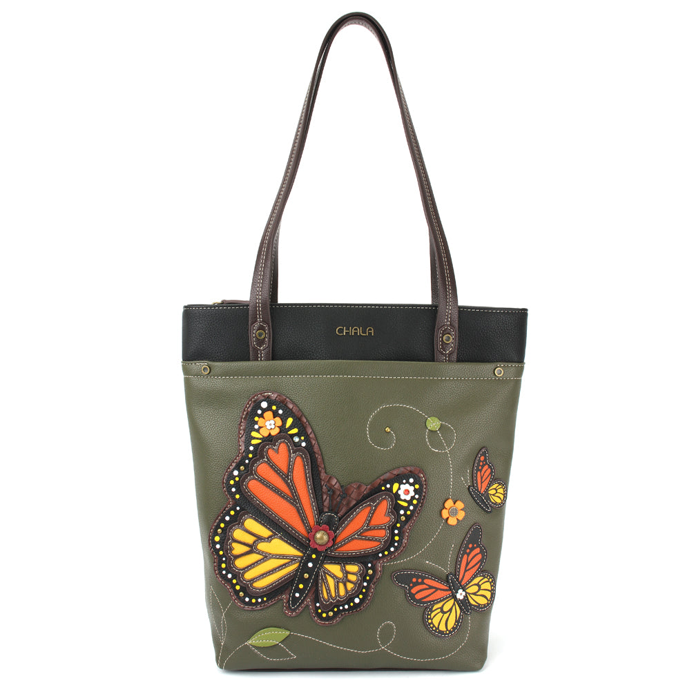 Monarch Butterfly Deluxe Everyday Tote in Olive by Chala