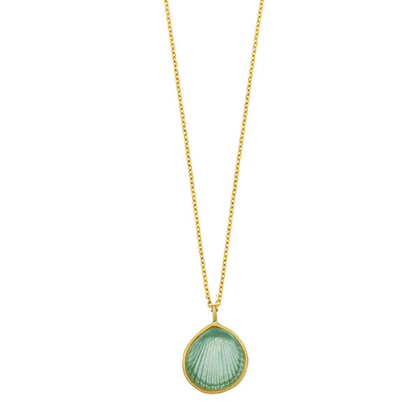 Under the Sea 16 Inch Adjustable Shell Pendant Necklace - Teal by Michael Michaud