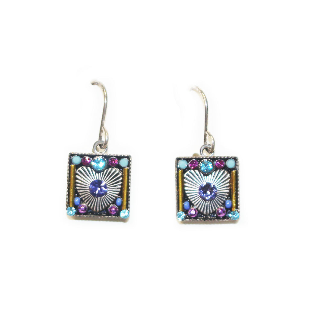 Tanzanite Square Encased Heart Earrings by Firefly Jewelry