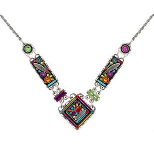 Multi Color Botanical V Necklace by Firefly Jewelry