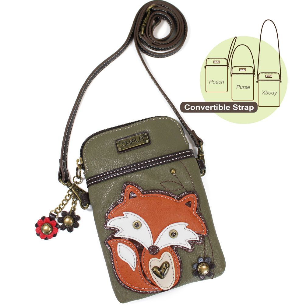 Fox Cellphone Crossbody in Dark Olive by Chala