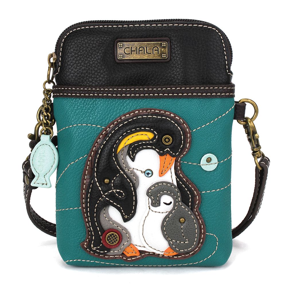 Penguin Cellphone Crossbody in Turquoise by Chala