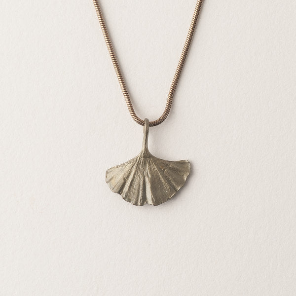 Ginkgo Single Leaf 16 Inch Adjustable Pendant Necklace by Michael Michaud