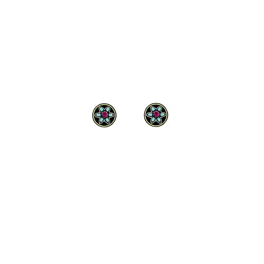 Turquoise Flower Stud Earrings by Firefly Jewelry